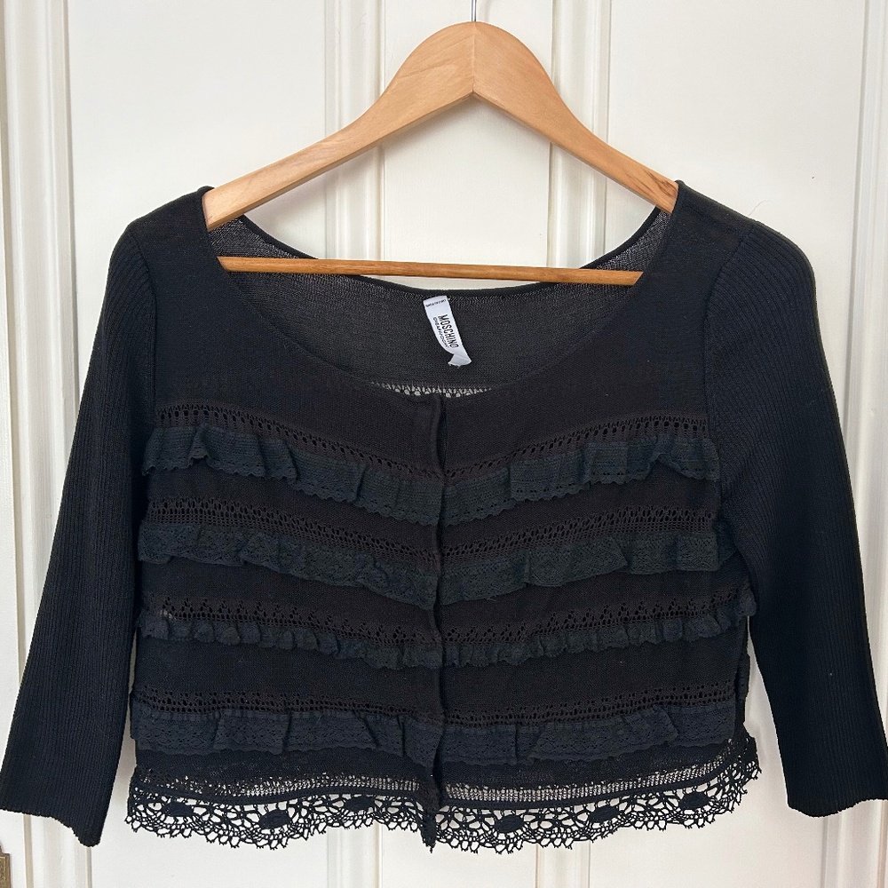 Vintage Moschino Cheap & Chic Black Lace Cardigan (set) ~ Fran Fine vibes